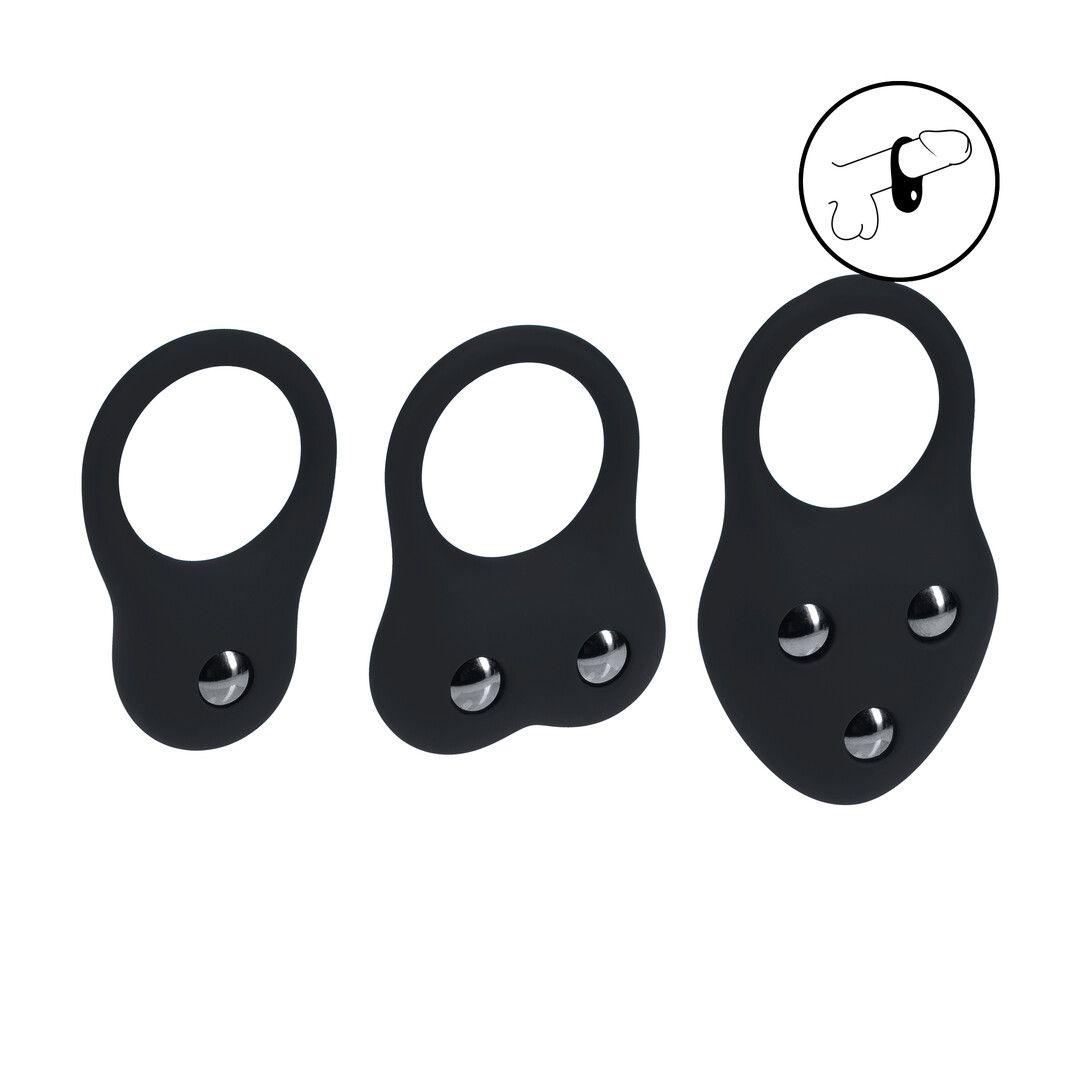 Levelz by shots Siliconen Trainings Cockring Set van 3 - S/M/L - Zwart (8714273063854)