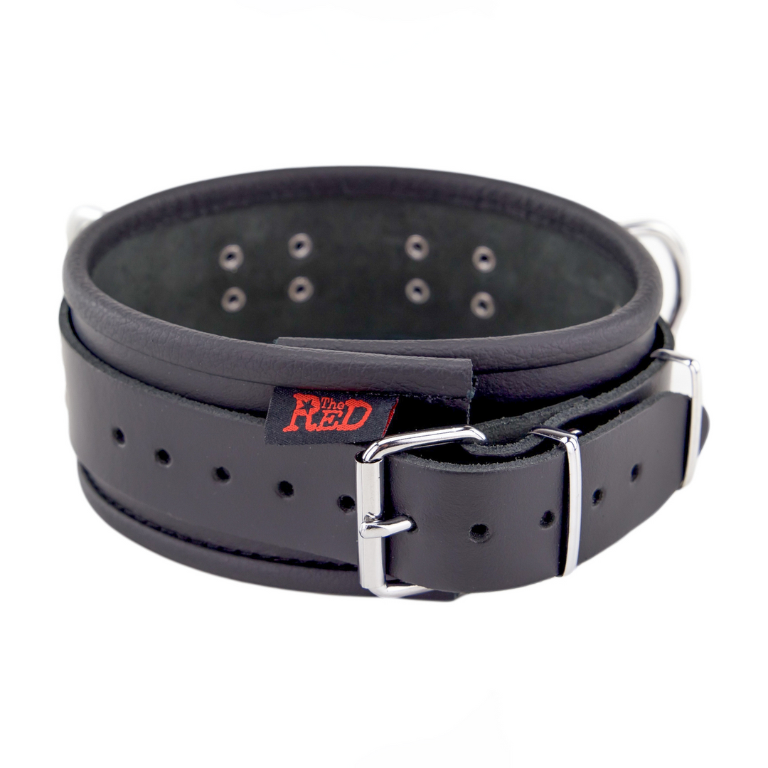 Red leather Leren Ketting 3 D Ringen - Zwart (3701019809642)