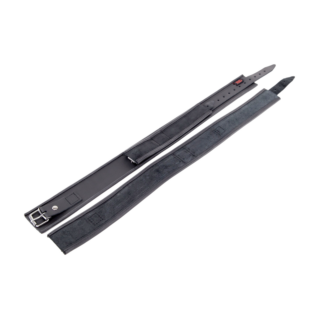 Red leather Leren Dijen- en Handboeien - Zwart (3701019810693)