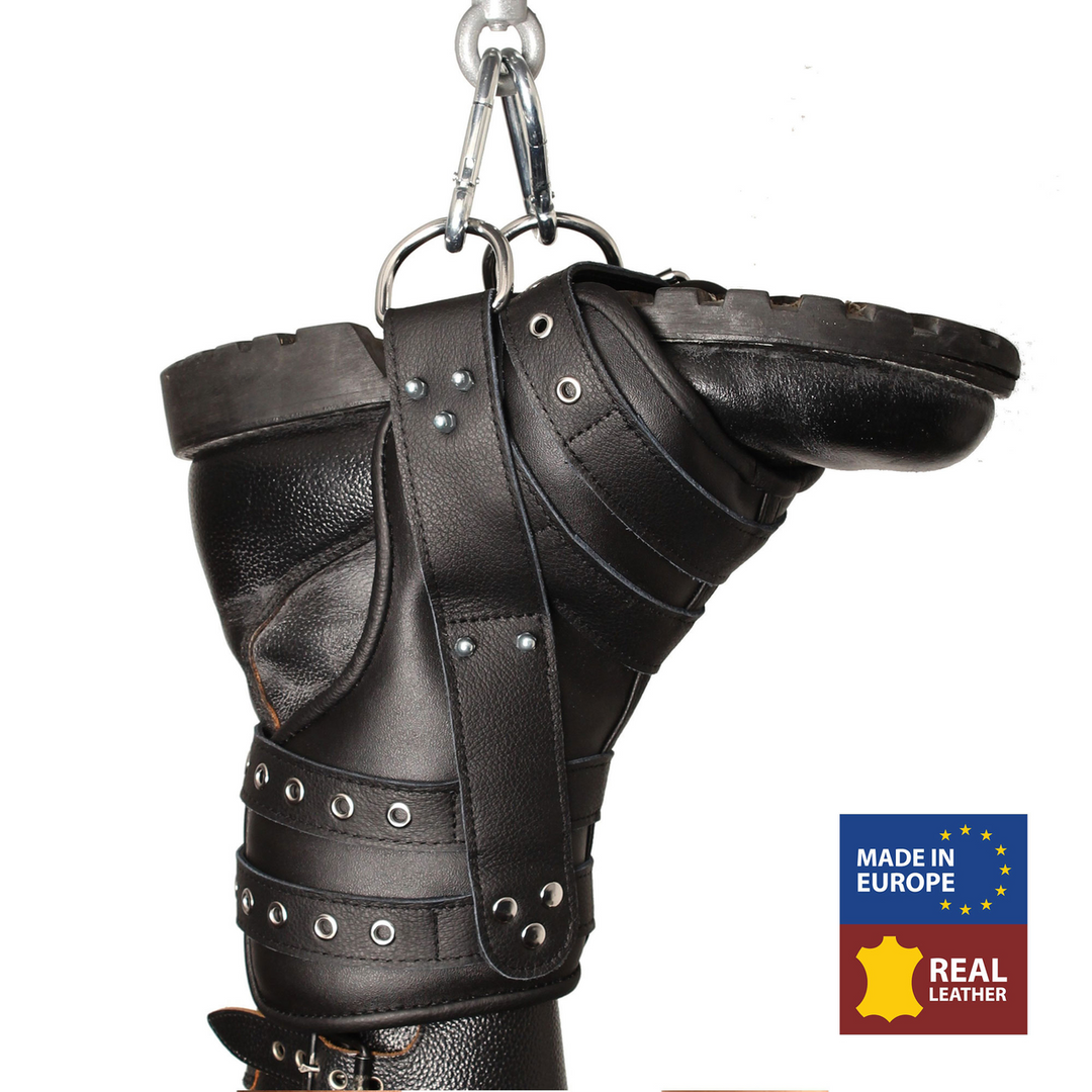 Red leather Deluxe Set van 2 Leren Beenhangers - Zwart (3701019811980)