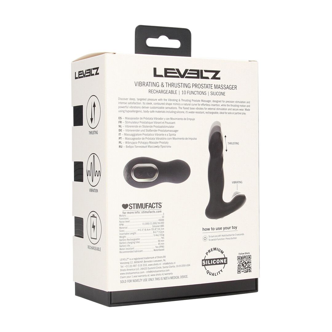 Levelz by shots Vibrerende en Duwende Siliconen Prostaatmassager - Zwart (8714273067876)