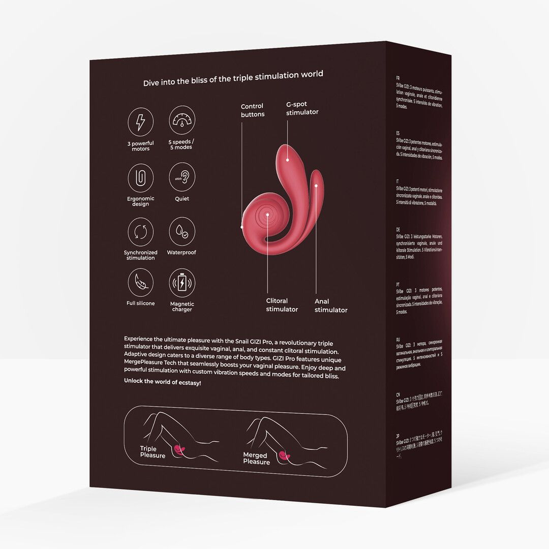 Snail vibe GIZI Pro - Drievoudige Stimulator - Bordeaux (8721325867117)