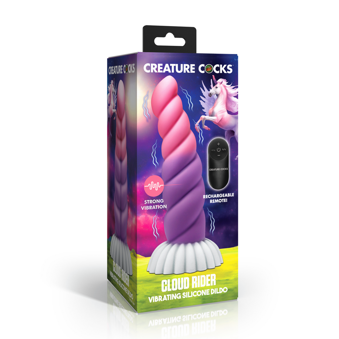 Xr brands Cloud Rider - Vibrerende Eenhoorn Siliconen Dildo - Paars/Roze (848518058331)