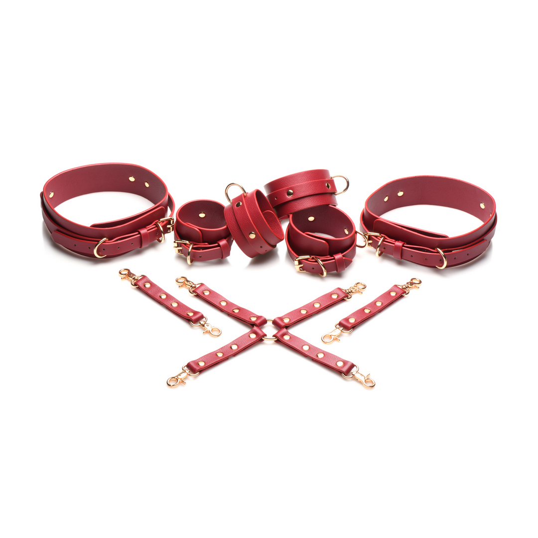 Xr brands Crimson Captive - Dijbeen, Pols en Enkel Hog Tie Beperkingen - Rood (848518056566)