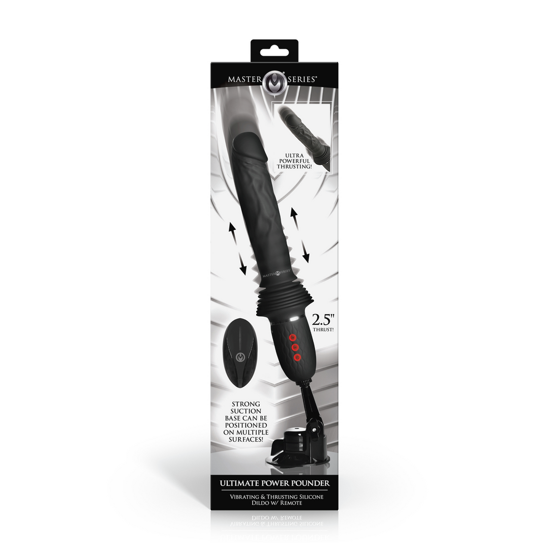 Xr brands Ultimate Power Pounder - Vibrerende en Duwende Siliconen Dildo met Afstandsbediening - Zwart (848518057464)