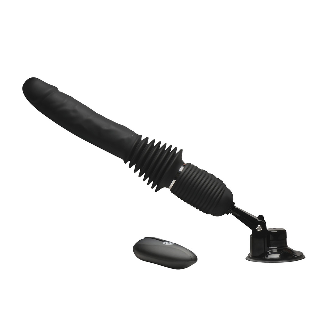 Xr brands Ultimate Power Pounder - Vibrerende en Duwende Siliconen Dildo met Afstandsbediening - Zwart (848518057464)