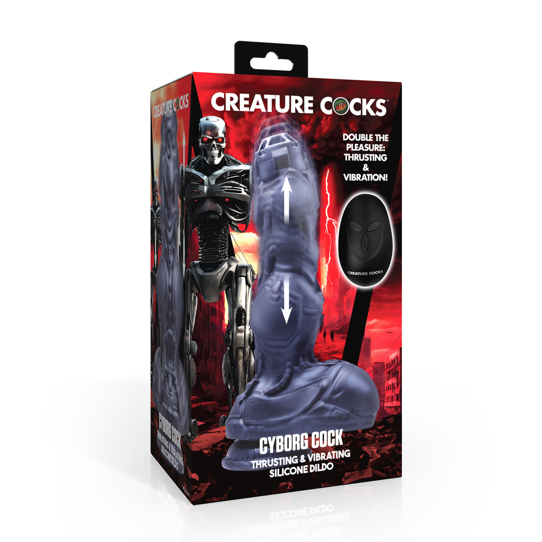 Xr brands Cyborg Cock - Duwende en Vibrerende Siliconen Dildo - Zilver (848518055828)