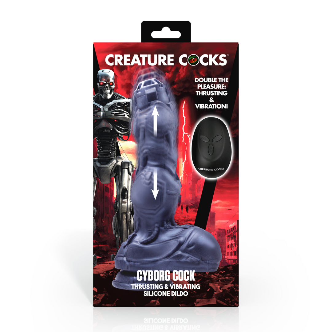 Xr brands Cyborg Cock - Duwende en Vibrerende Siliconen Dildo - Zilver (848518055828)