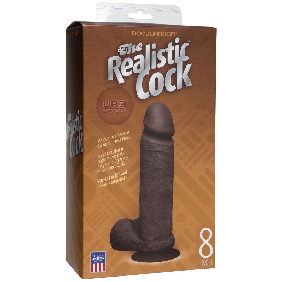 Doc johnson Realistische Cock met Ballen - Verwijderbare VacULock Zuignap - ULTRASKYN - 8 / 21 cm - Chocolade (782421014308)