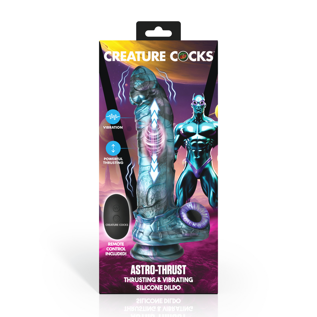 Xr brands Astro-Thrust - Duwende en Vibrerende Siliconen Dildo - Blauw/Paarse (848518058799)
