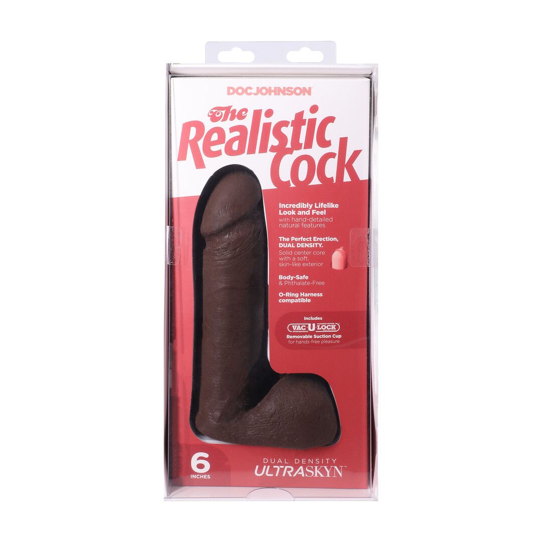 Doc johnson Realistische Cock met Ballen - Verwijderbare VacULock Zuignap - ULTRASKYN - 6 / 16,5 cm - Chocolade (782421014292)