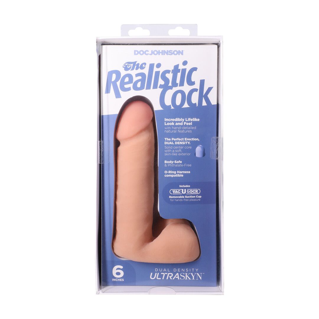 Doc johnson Realistic Cock met Ballen - Verwijderbare Vac-U-Lock Zuignap - ULTRASKYN - 6 / 16,5 cm - Vanille (782421005658)