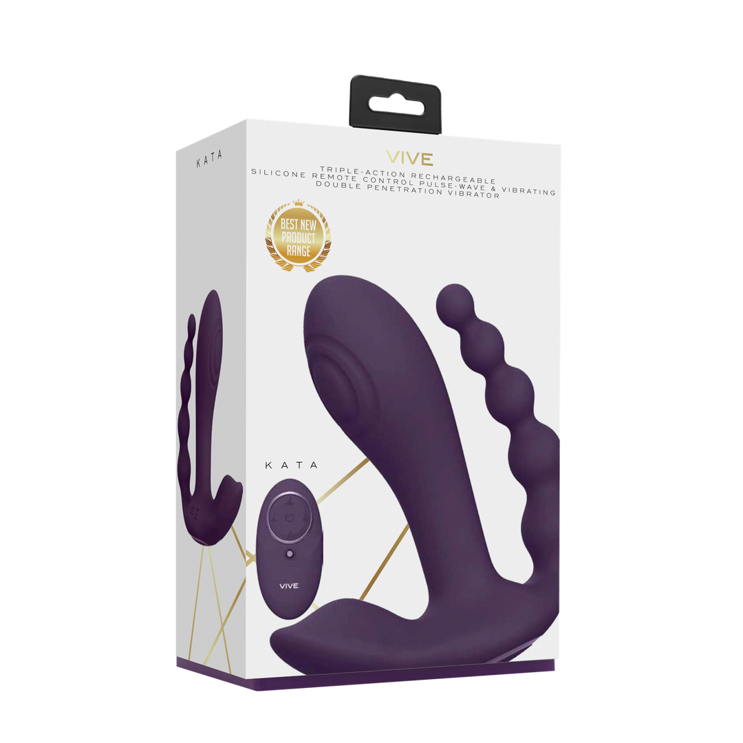 Vive by shots Kata - Pulse Wave Vibrerende Dubbele Penetratie Vibrator - Paars (7423522538555)