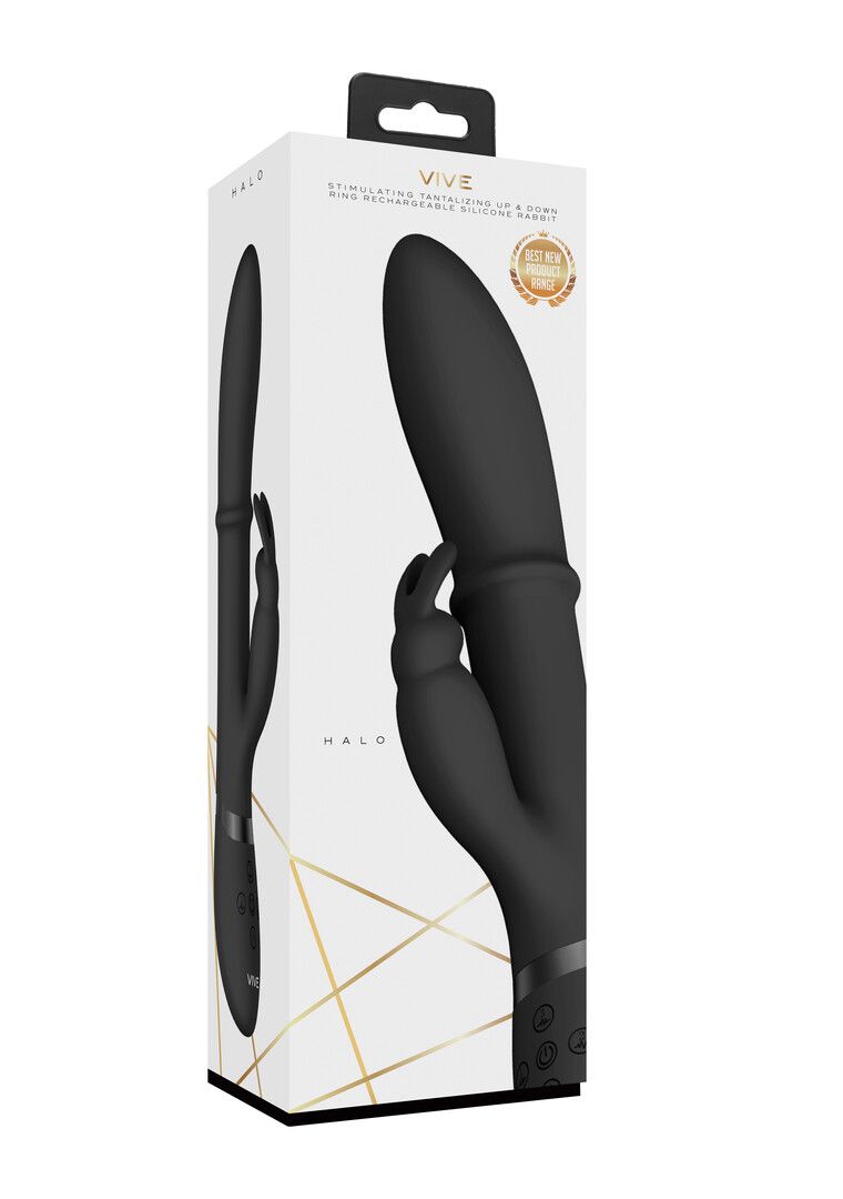 Vive by shots Halo - Ring Rabbit Vibrator - Zwart (8714273545022)