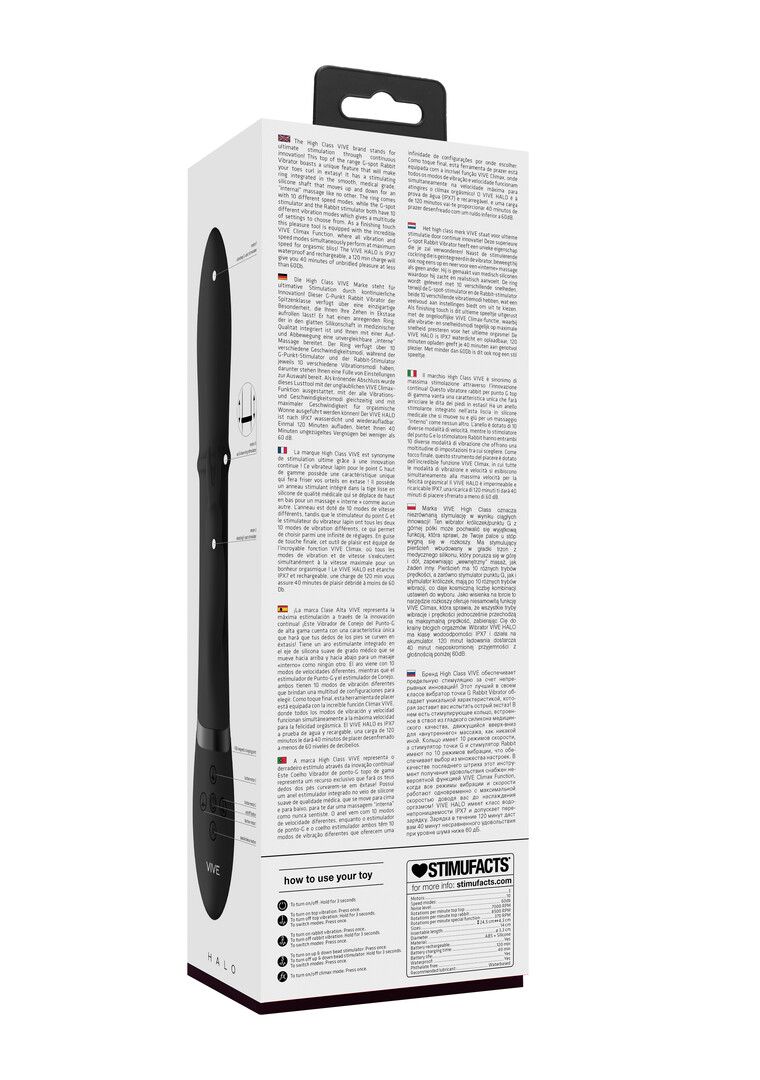 Vive by shots Halo - Ring Rabbit Vibrator - Zwart (8714273545022)