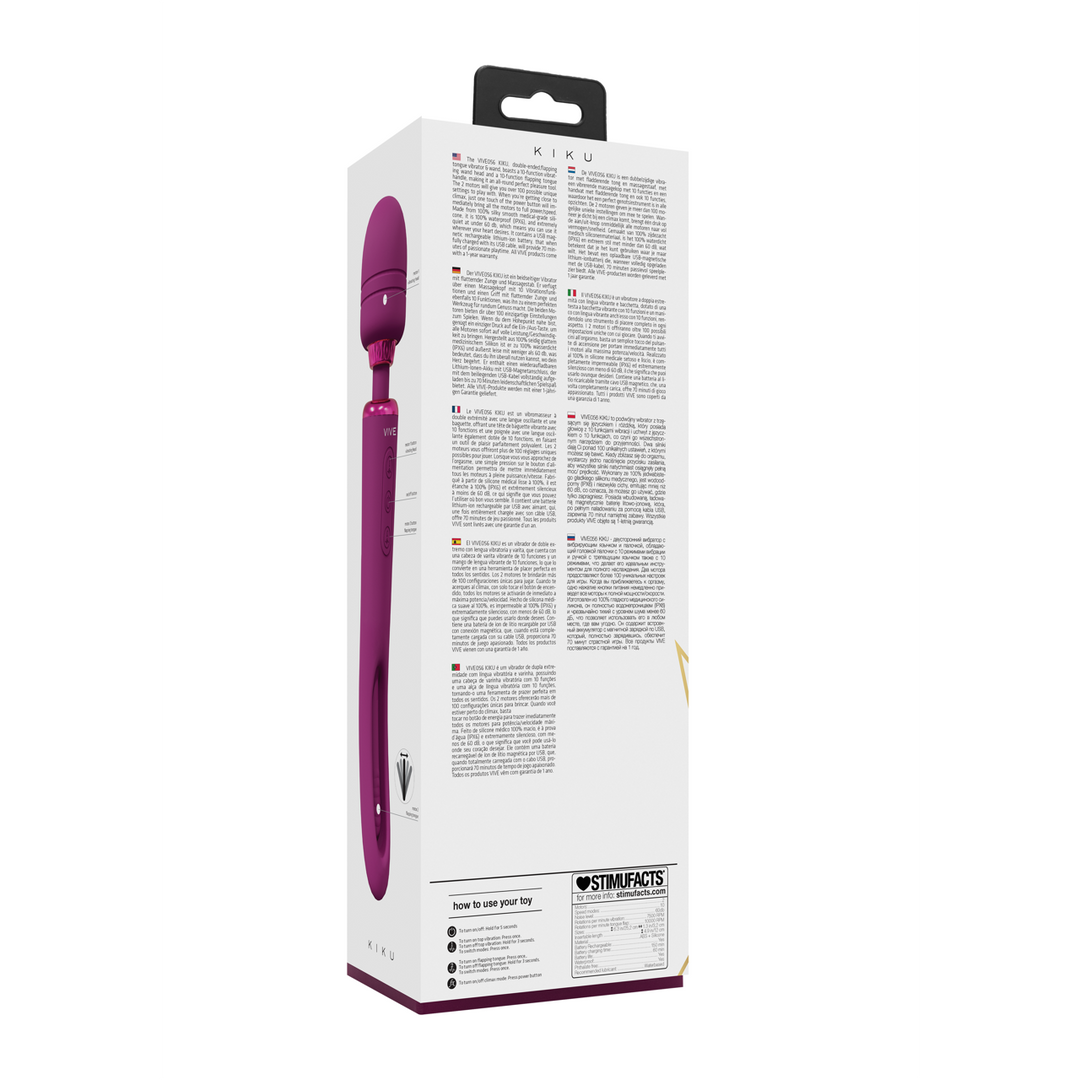 Vive by shots Kiku - Dubbelzijdige Wand met Innovatieve G-Spot Flapper Stimulator - Roze (8714273051820)