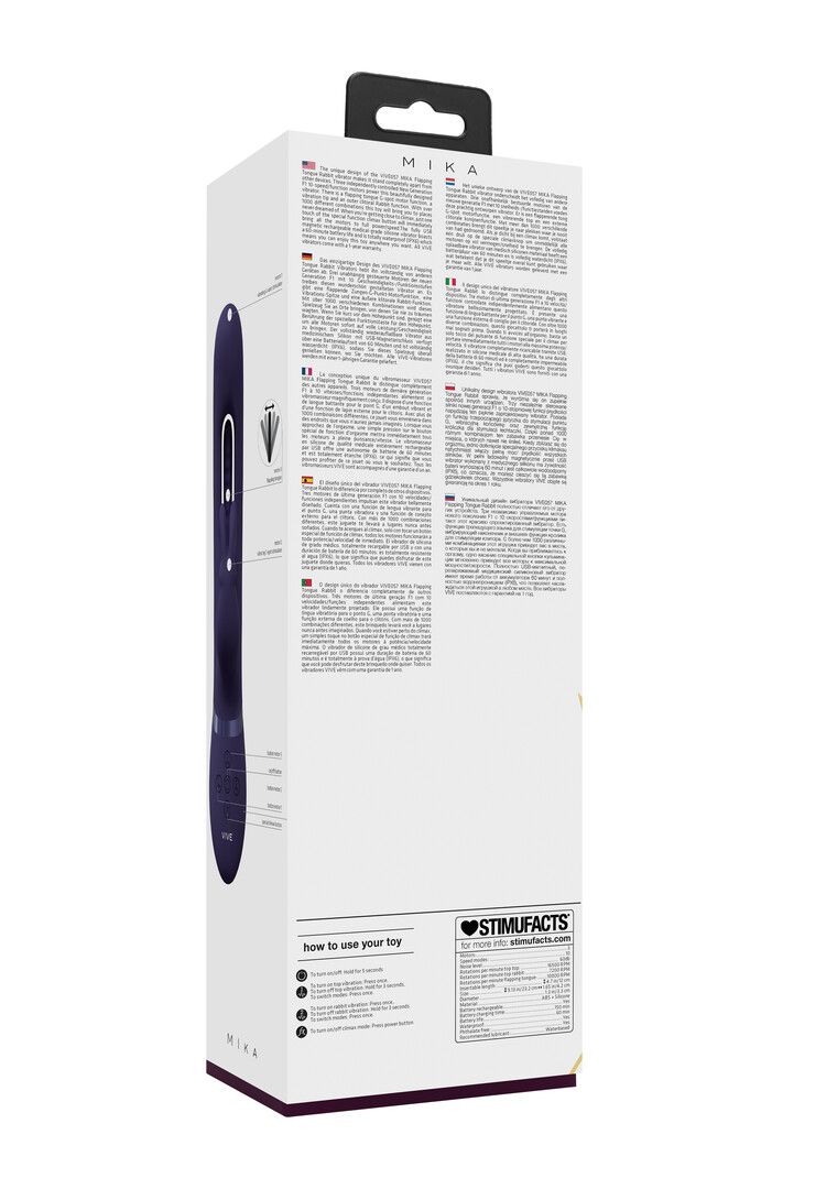 Vive by shots Mika - Triple Motor - Vibrerende Rabbit met Innovatieve G-Spot Flapper Stimulator - Paars (8714273051851)