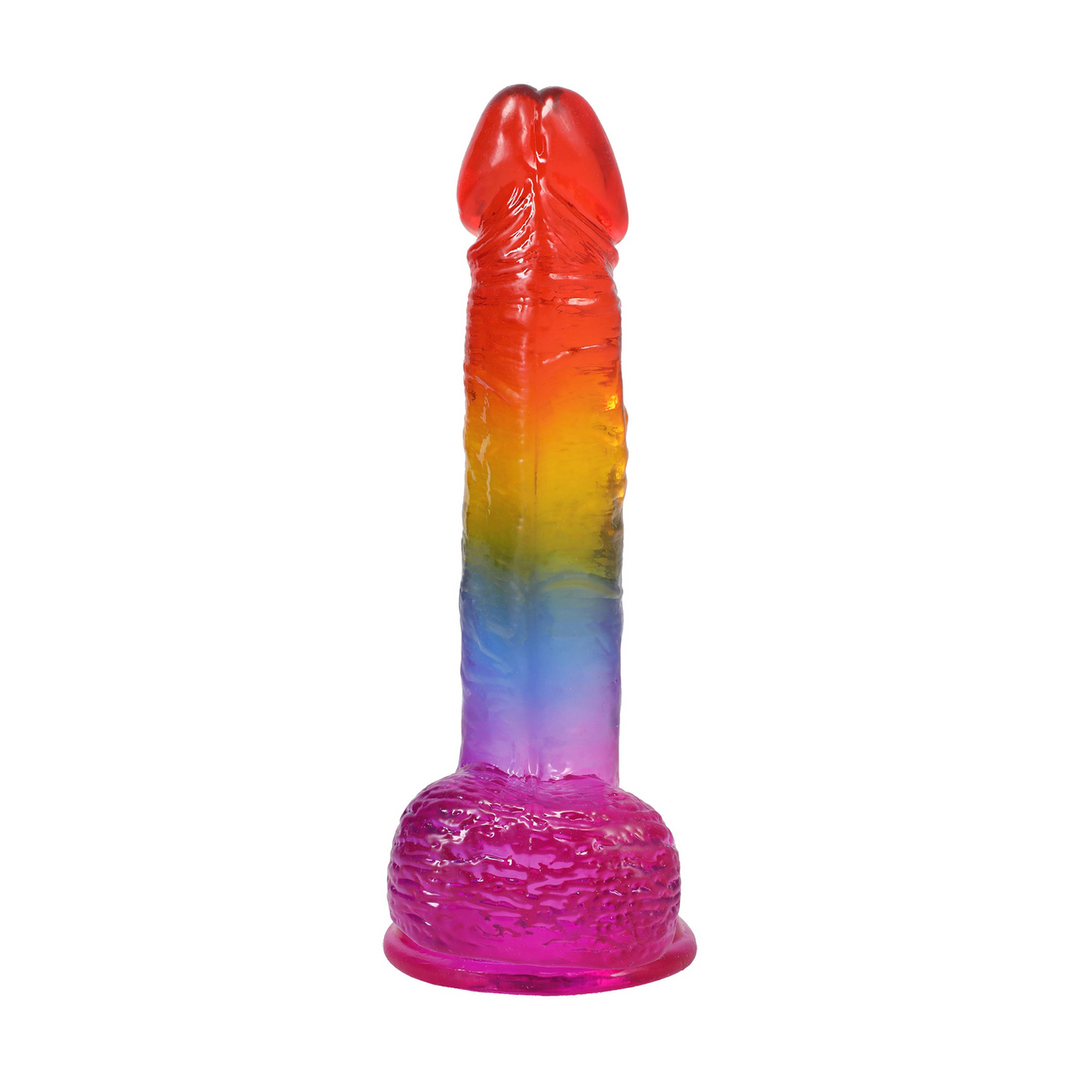 Doc johnson Realistische Cock met Ballen - 8,5 / 21,6 cm - Regenboog (782421097400)