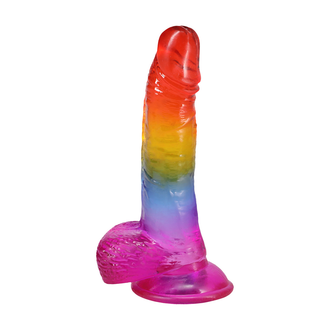 Doc johnson Realistische Cock met Ballen - 8,5 / 21,6 cm - Regenboog (782421097400)