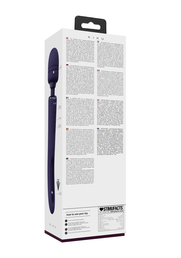 Vive by shots Kiku - Dubbelzijdige Wand met Innovatieve G-Spot Flapper Stimulator - Paars (8714273051837)