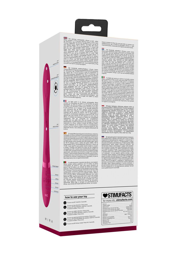 Vive by shots Mira - Spinning G-spot Rabbit - Roze (8714273524539)