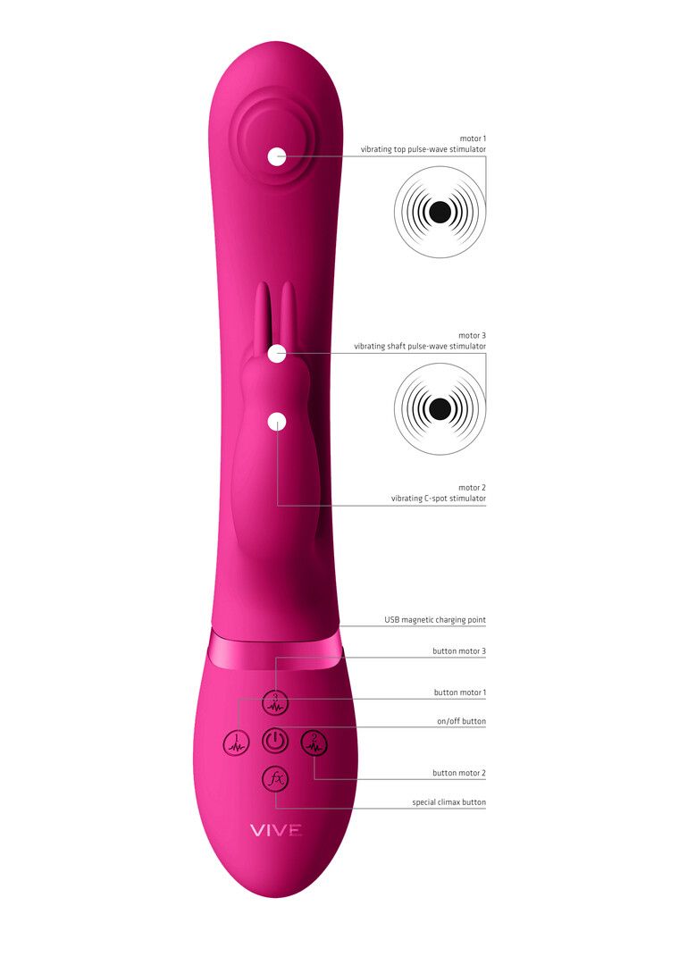 Vive by shots Mei - Dual Pulse-Wave Vibrating C-spot G-Spot Rabbit - Roze (7423522631614)