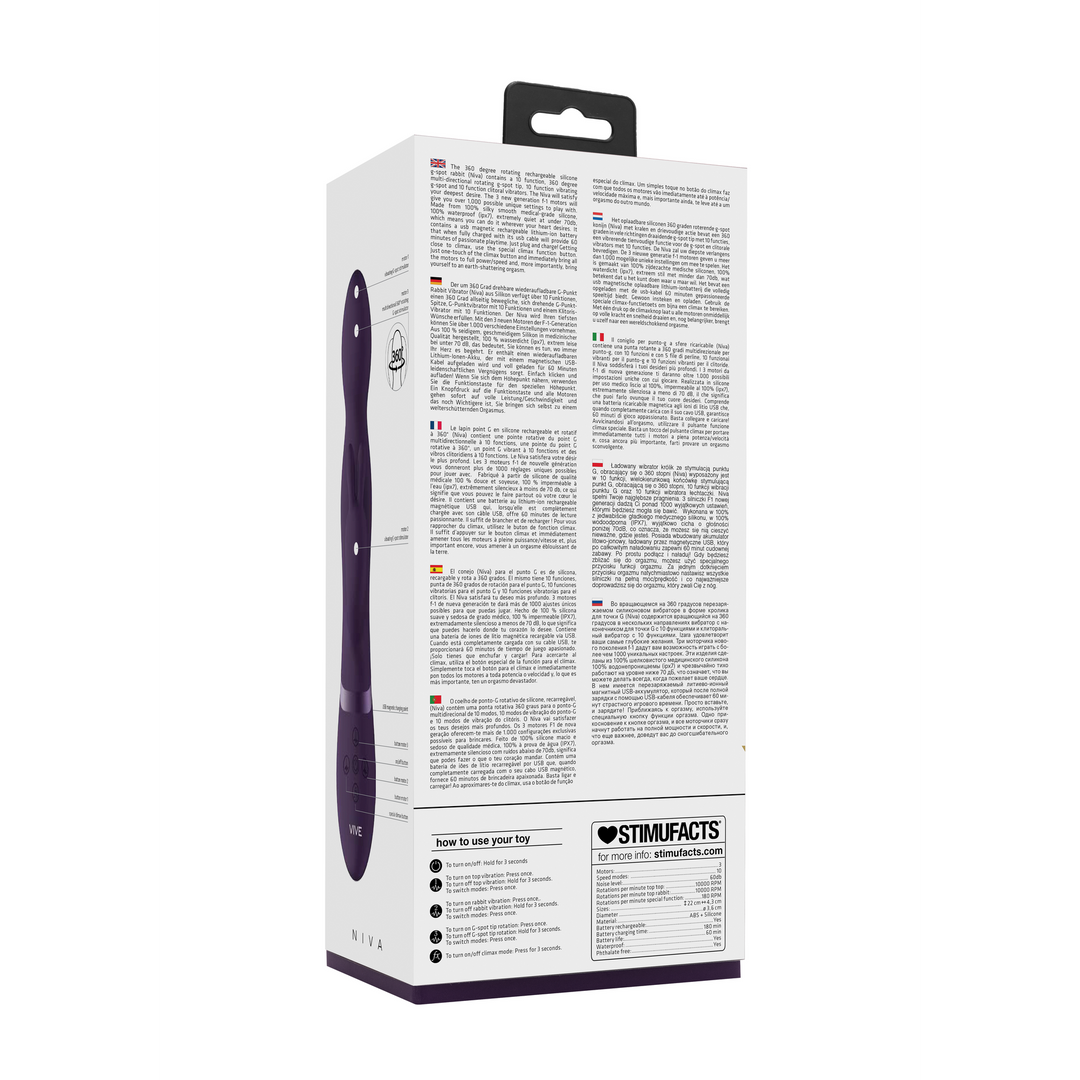 Vive by shots Niva - Draaibare Konijnen Vibrator - Paars (8714273521309)