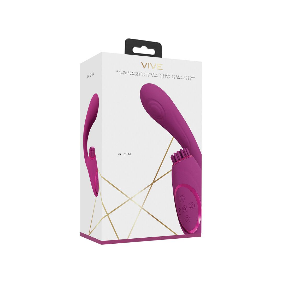 Vive by shots Gen - Drie Motoren G-Spot Vibrator met Pulse Wave en Vibrerende Haren - Roze (8714273054166)