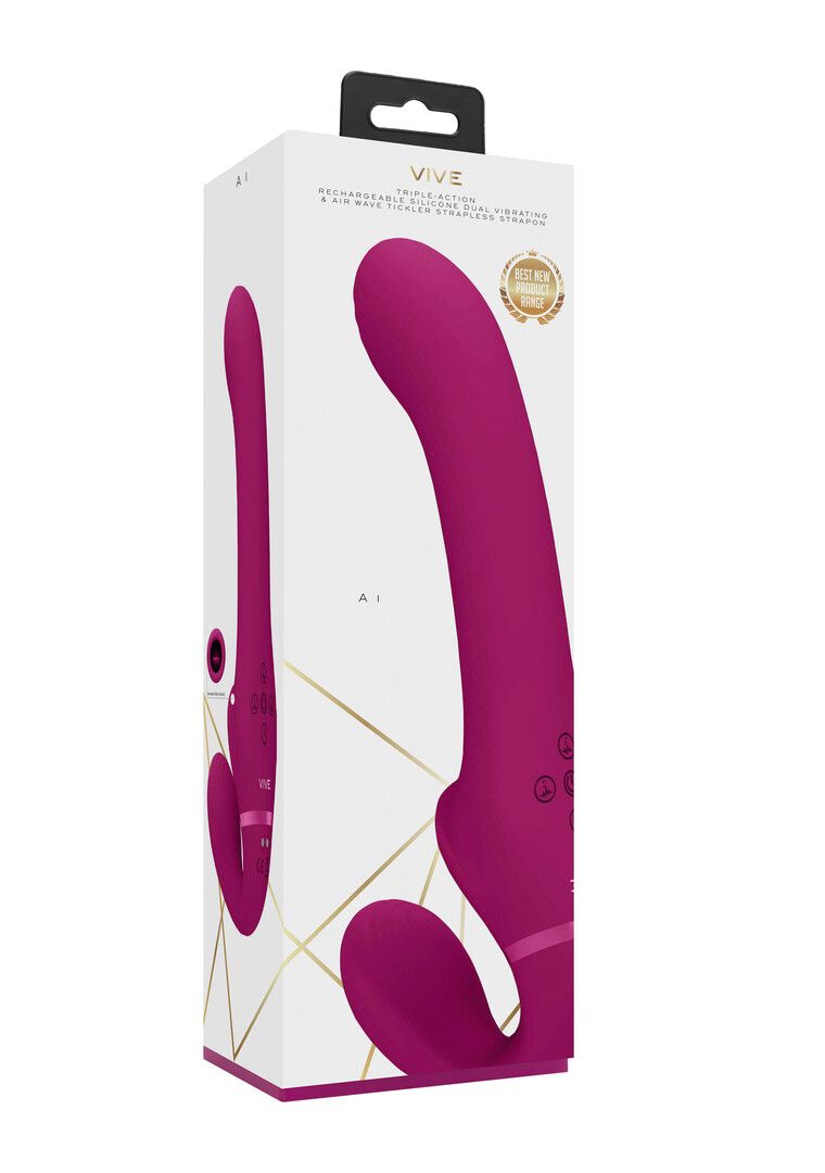 Vive by shots Ai - Dual Vibrating Air Wave Tickler Strapless Strapon (8714273537522)
