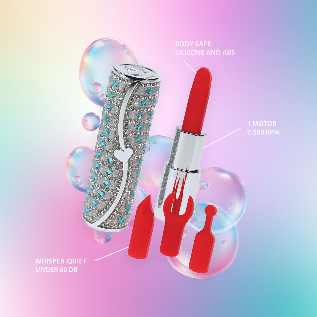 Loveline by shots Tiffany - Lipstick Vibrator with 4 Attachments - Blue (8714273069979)