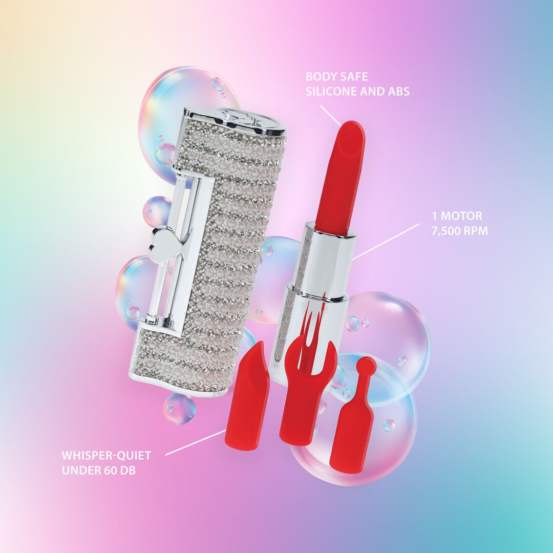 Loveline by shots Angel - Lipstick Vibrator with 4 Attachments - Clear (8714273069955)