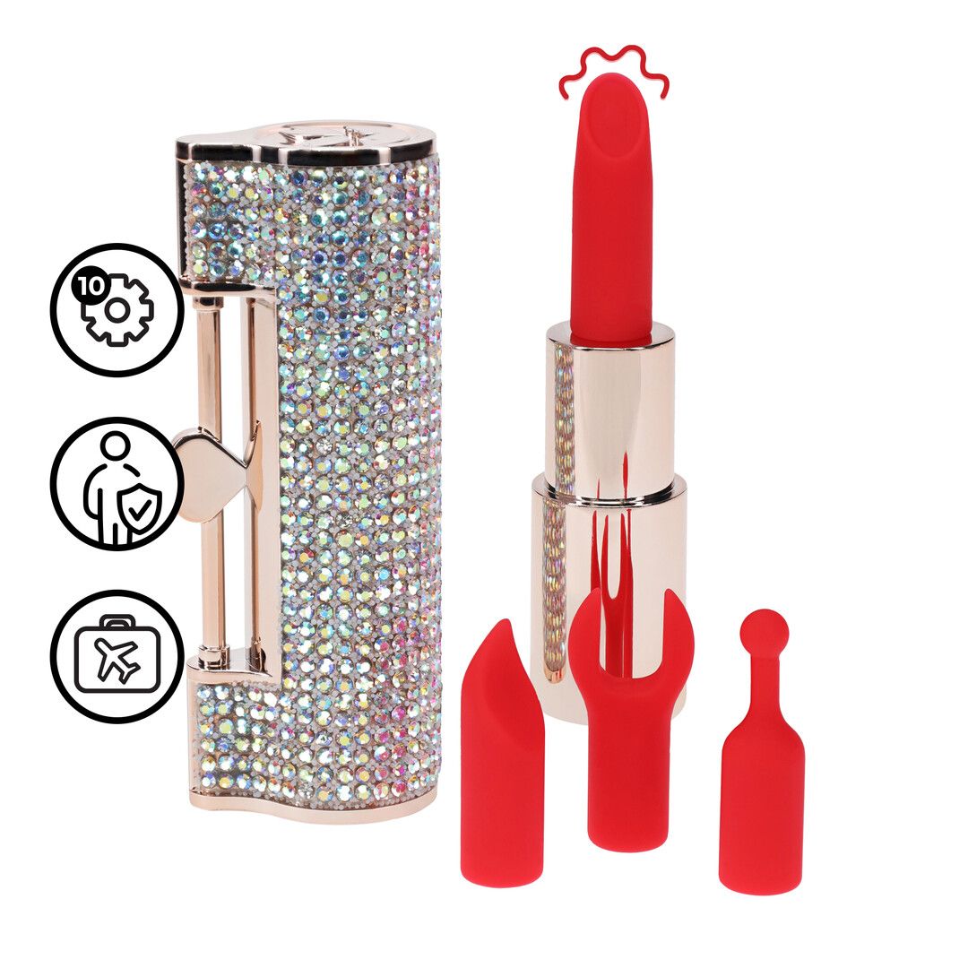 Loveline by shots Diamond - Lipstick Vibrator with 4 Attachments - Iridescent (8714273070029)