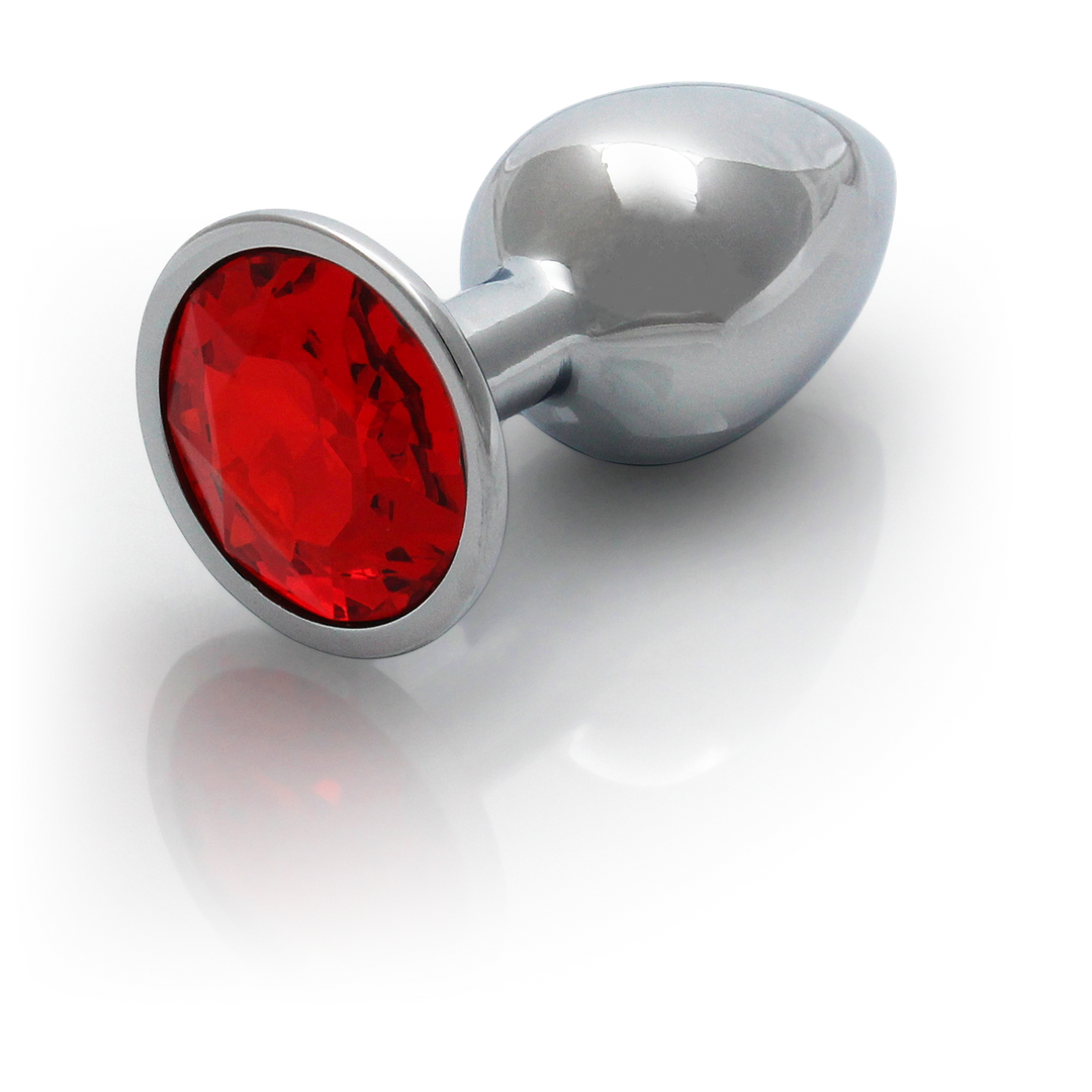 Ouch! by shots Ronde Gem Butt Plug - Klein - Zilver/Ruby Rood (8714273533593)