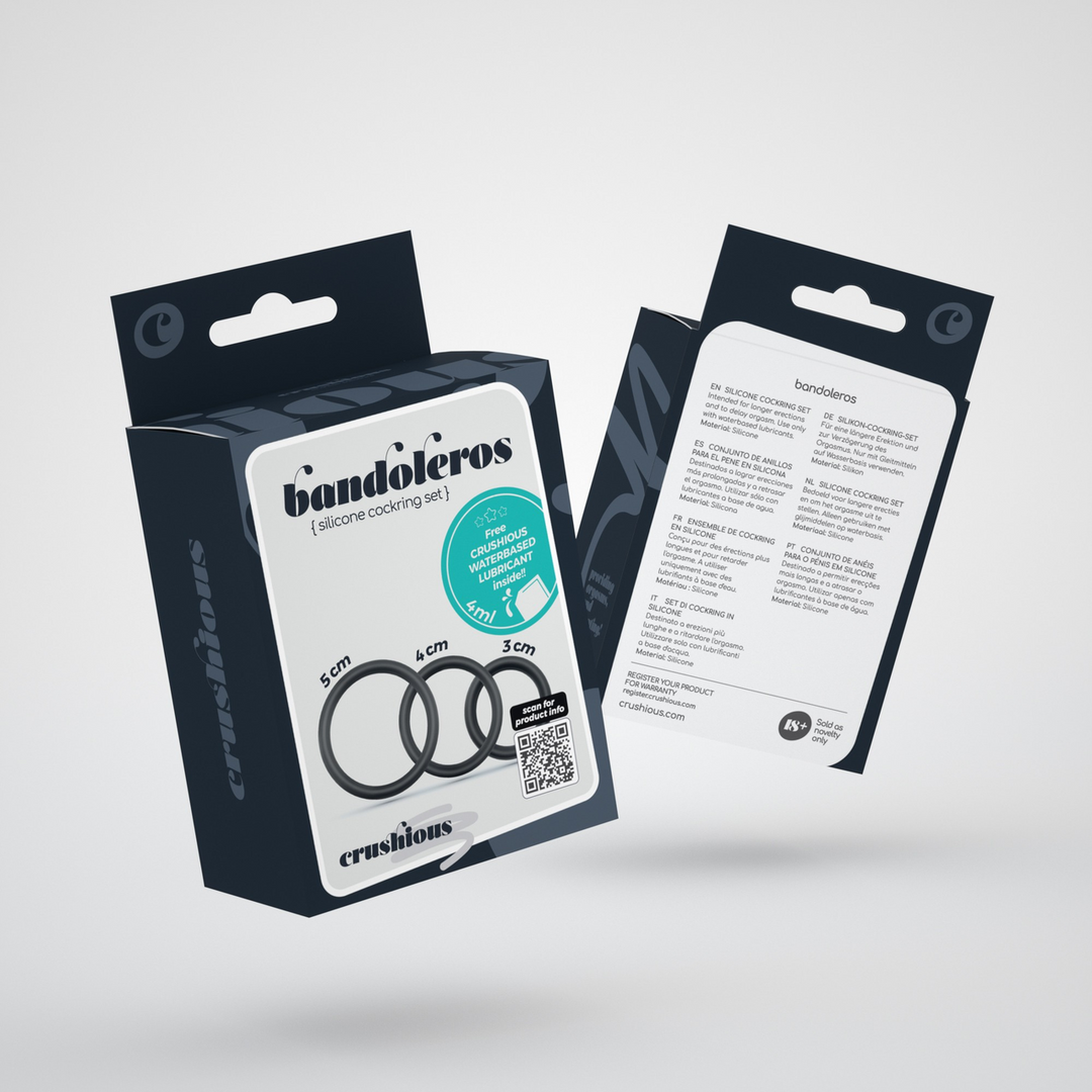 Crushious Bandoleros - Siliconen Cockring Set - Zwart (7403254150300)