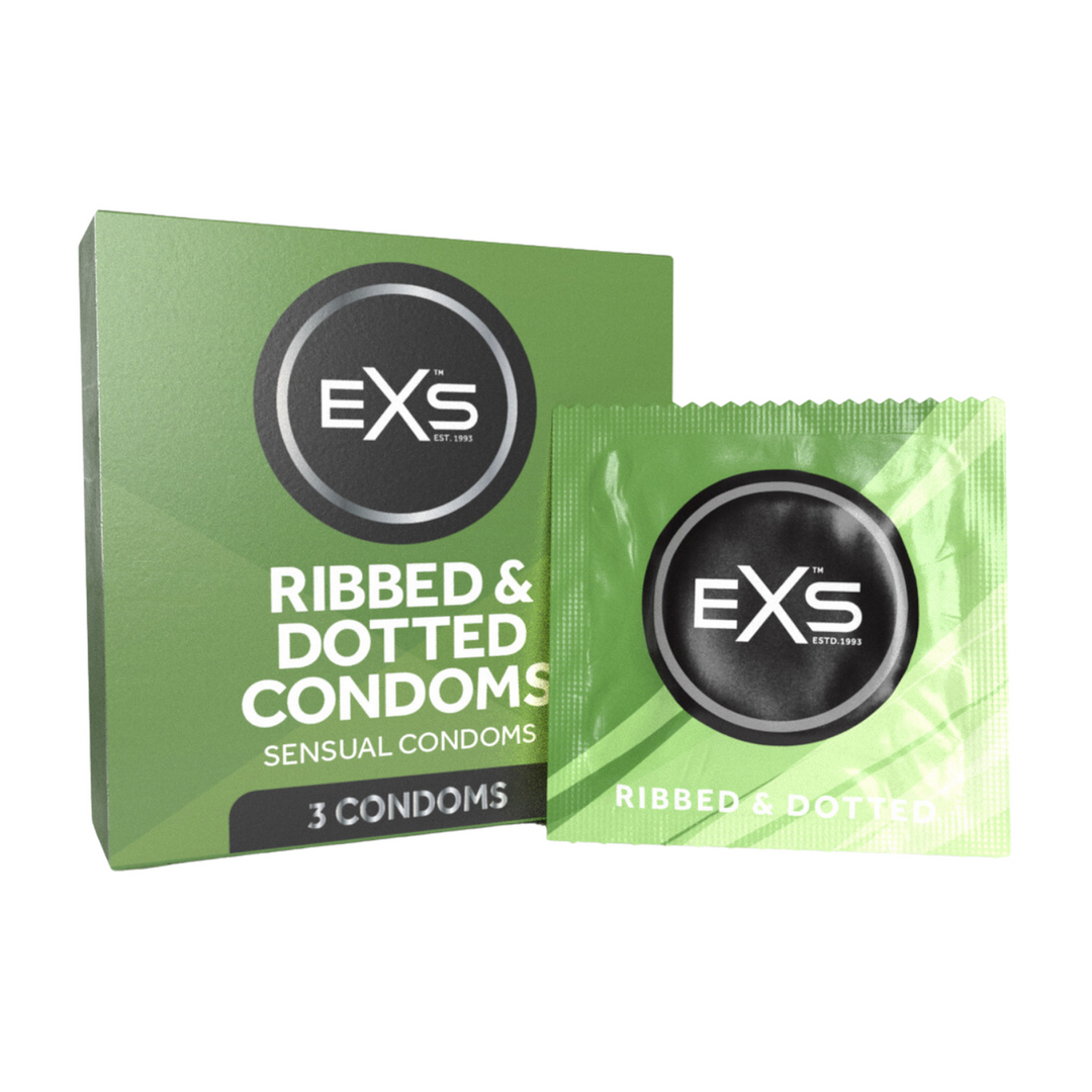 EXS Ribbed Dotted en Flared - Condoms - 3 Stuks (5027701007133)