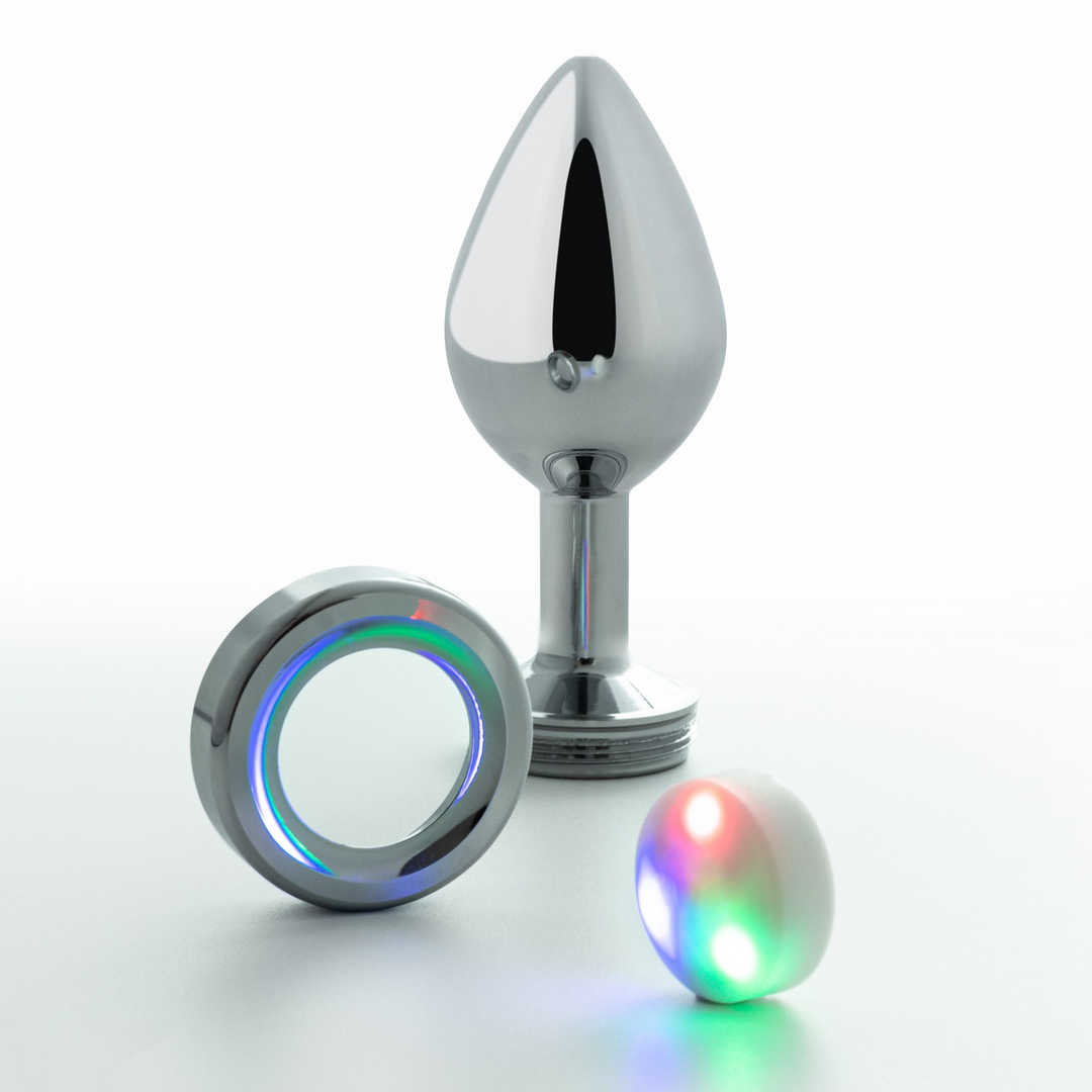 Crushious Borealis - Metalen Anale Plug met LED RGB - Medium - Zilver (7403254158535)