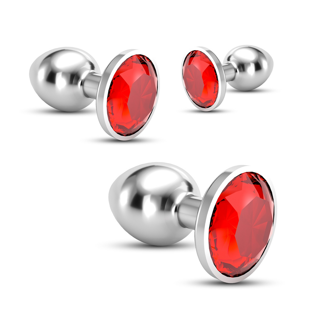 Crushious Bijou - Anal Train Trio - 3 Jewel Plugs - Rood (7403254150805)