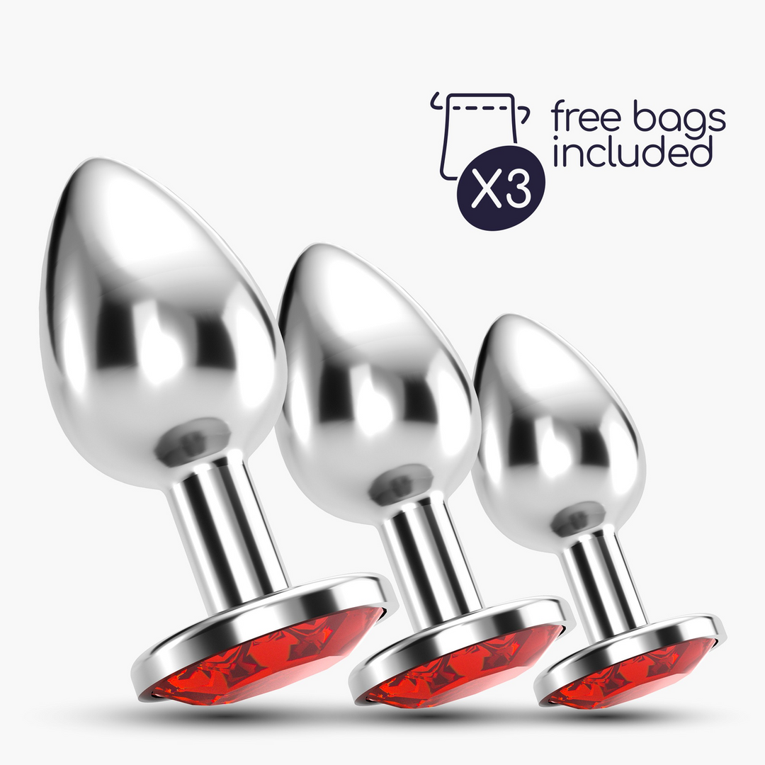 Crushious Bijou - Anal Train Trio - 3 Jewel Plugs - Rood (7403254150805)