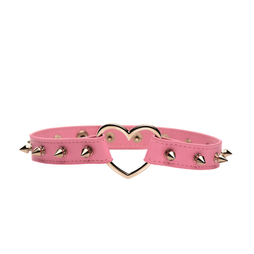 Xr brands Spiked Heart Choker - Roze (848518056344)