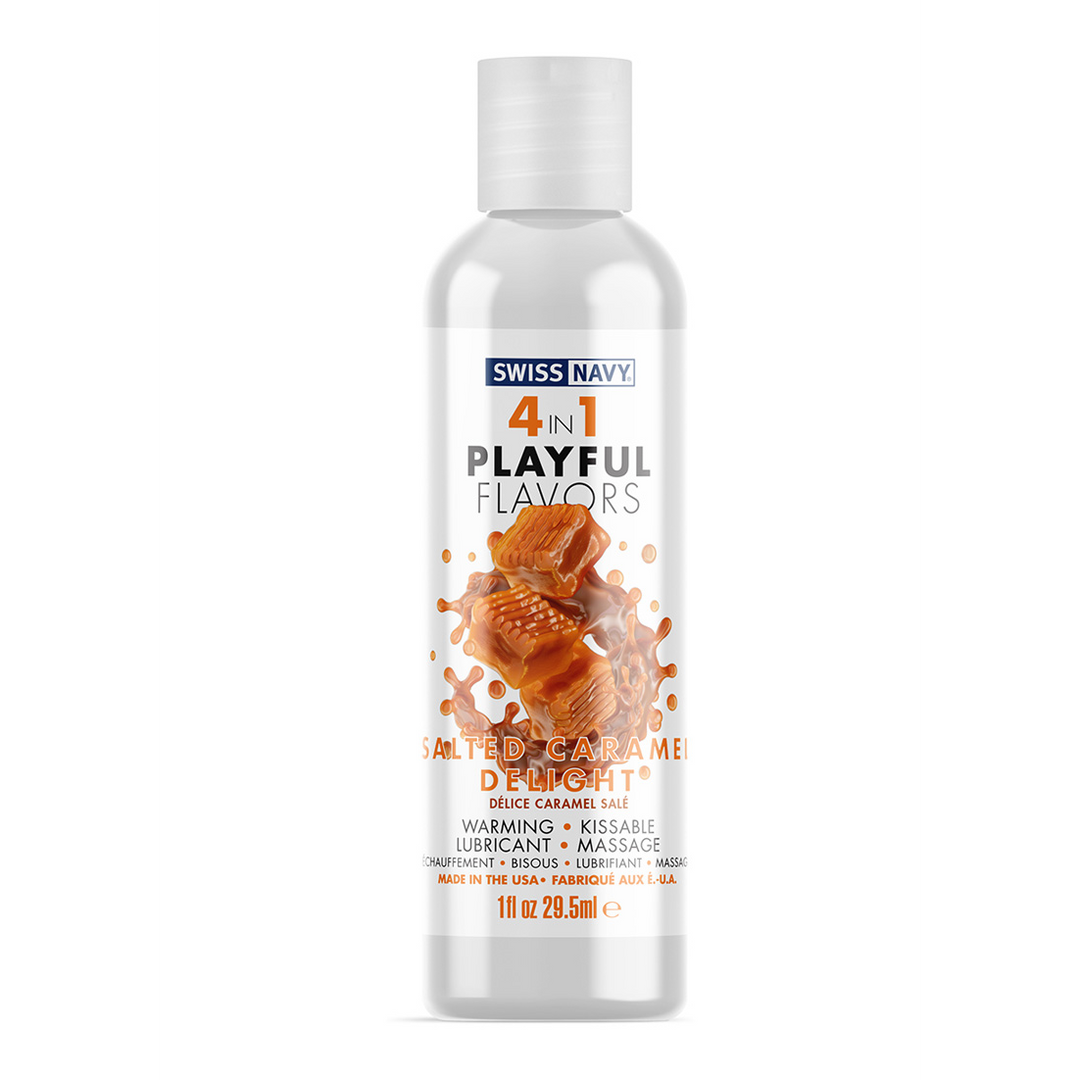 Swiss navy 4 in 1 Playful Flavors - Lubricant with Salted Caramel Delight Flavor - 1 fl oz / 29,5 ml (699439006266)