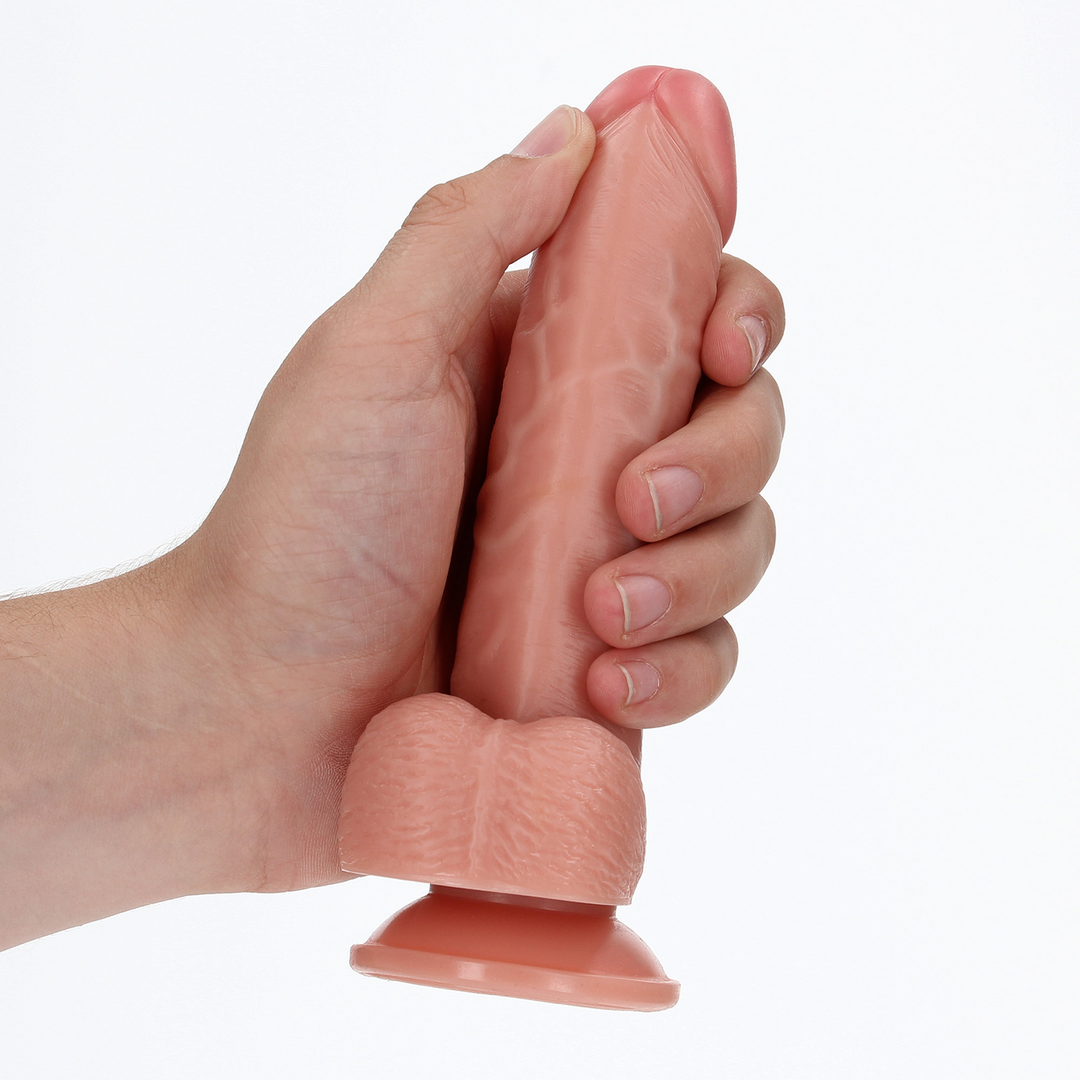 Realrock by shots Gebogen Realistische Dildo met Ballen en Zuignap - 6 / 15,5 cm (7423522627655)