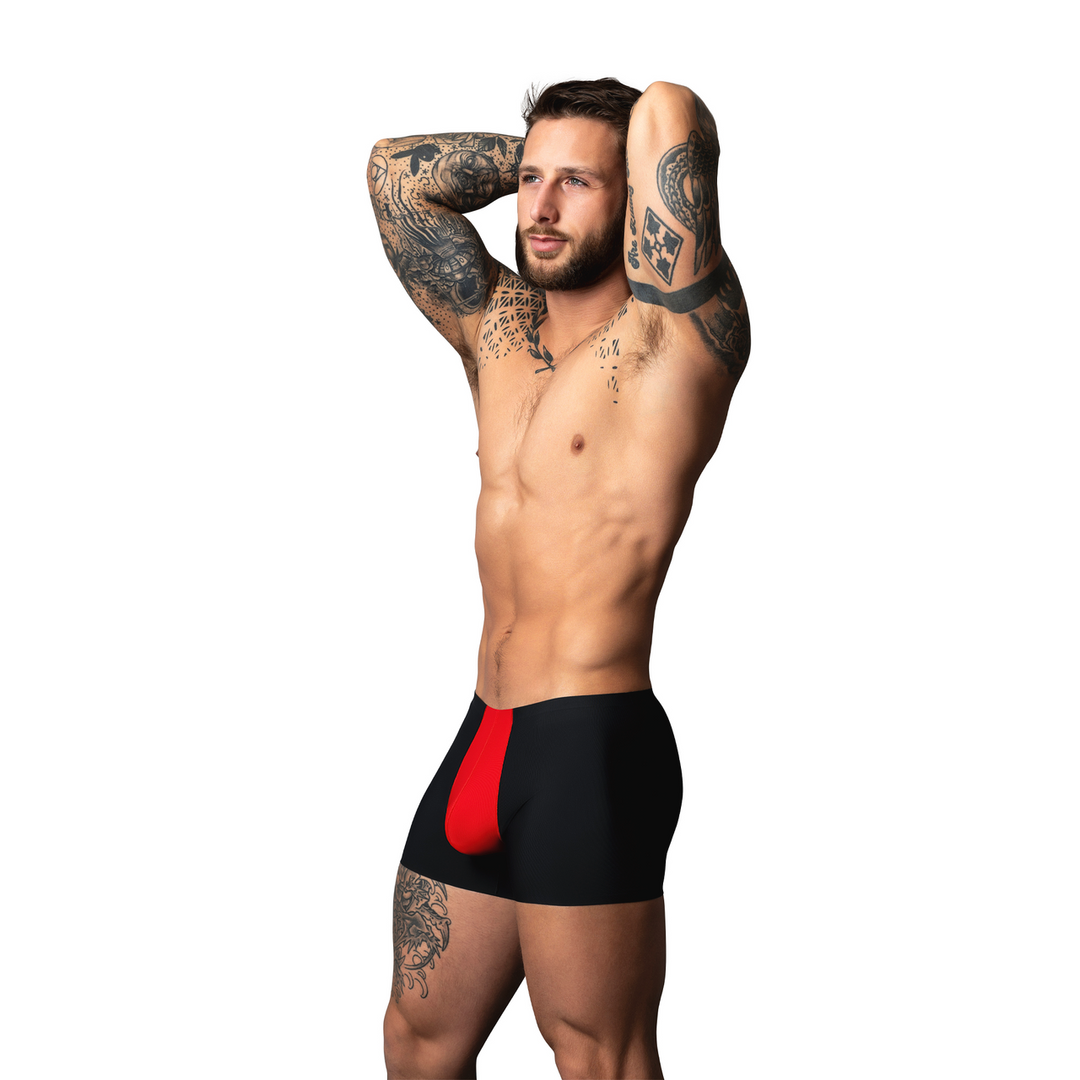 Male power Pouch Short - XL - Zwart/Rood (845830094917)