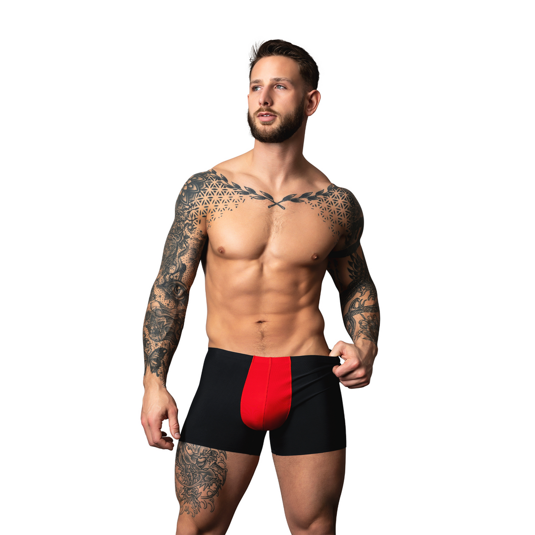 Male power Pouch Short - XL - Zwart/Rood (845830094917)