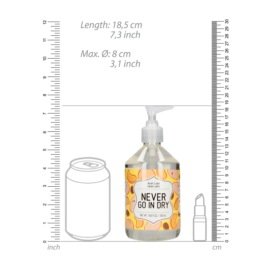 S-line by shots Never Go In Dry - Waterbased Anal Lubricant - 17 fl oz / 500 ml (7423522454466)