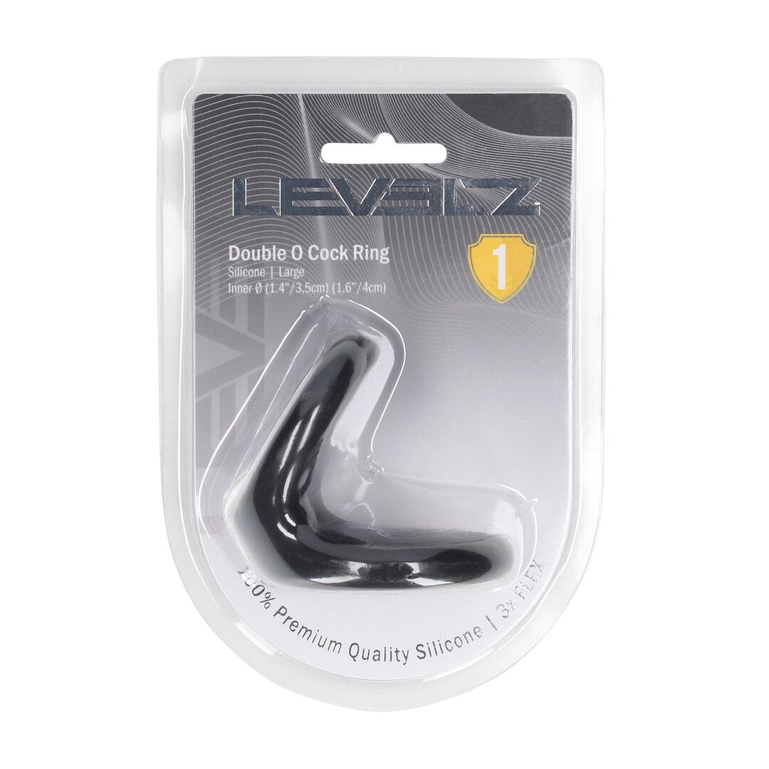 Levelz by shots Double O Siliconen Cockring - L - Zwart (8714273063427)