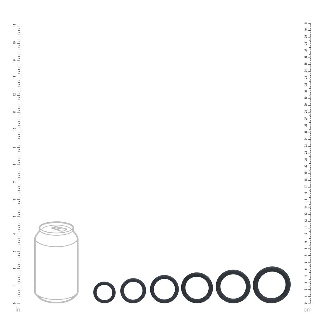 Levelz by shots Classic Silicone Cockring Set van 6 - Zwart (8714273061935)