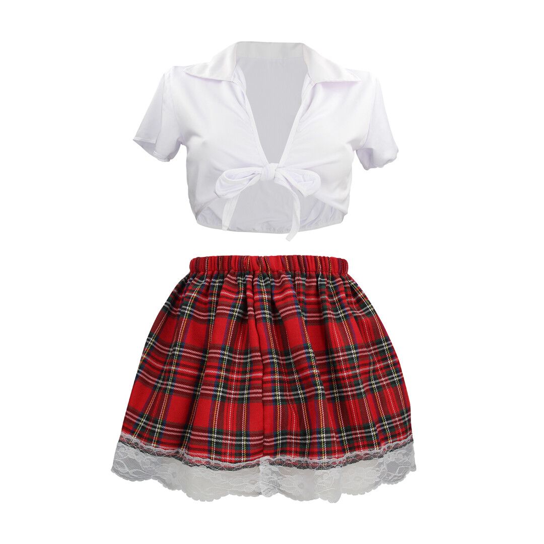 S-line by shots Schoolgirl Kostuum - S/M - Wit (8714273038982)