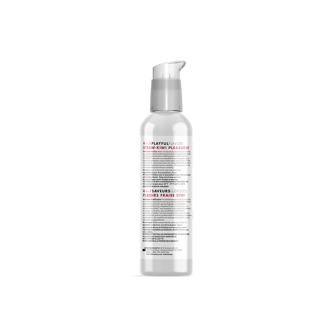 Swiss navy 4 in 1 Playful Flavors - Lubricant with Straw-Kiwi Pleasures Flavor - 4 fl oz / 118 ml (699439005580)