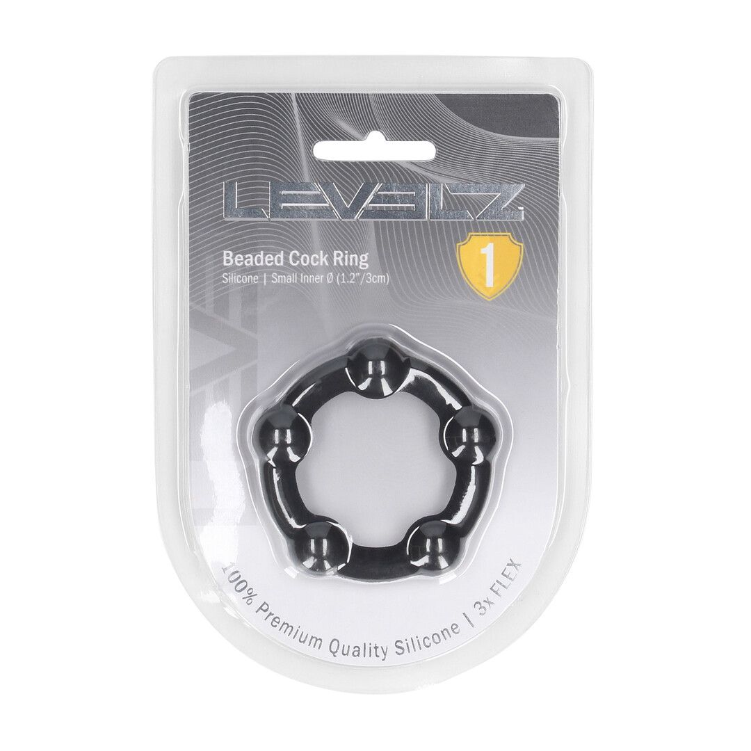 Levelz by shots Kralen Silikon Cockring - S - 30mm - Zwart (8714273062475)