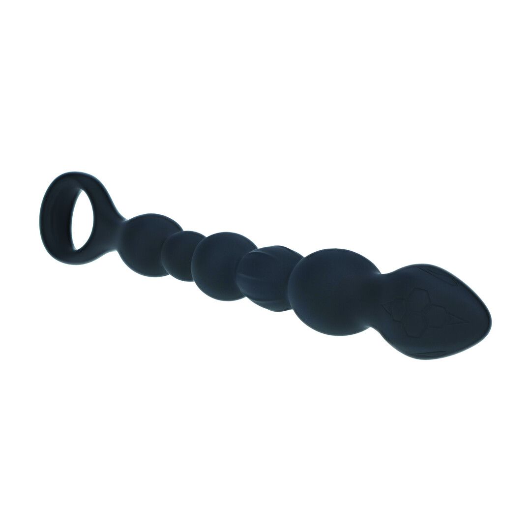 Levelz by shots Kralen Slang Silicone Anale Probe met Lus - Zwart (8714273066718)